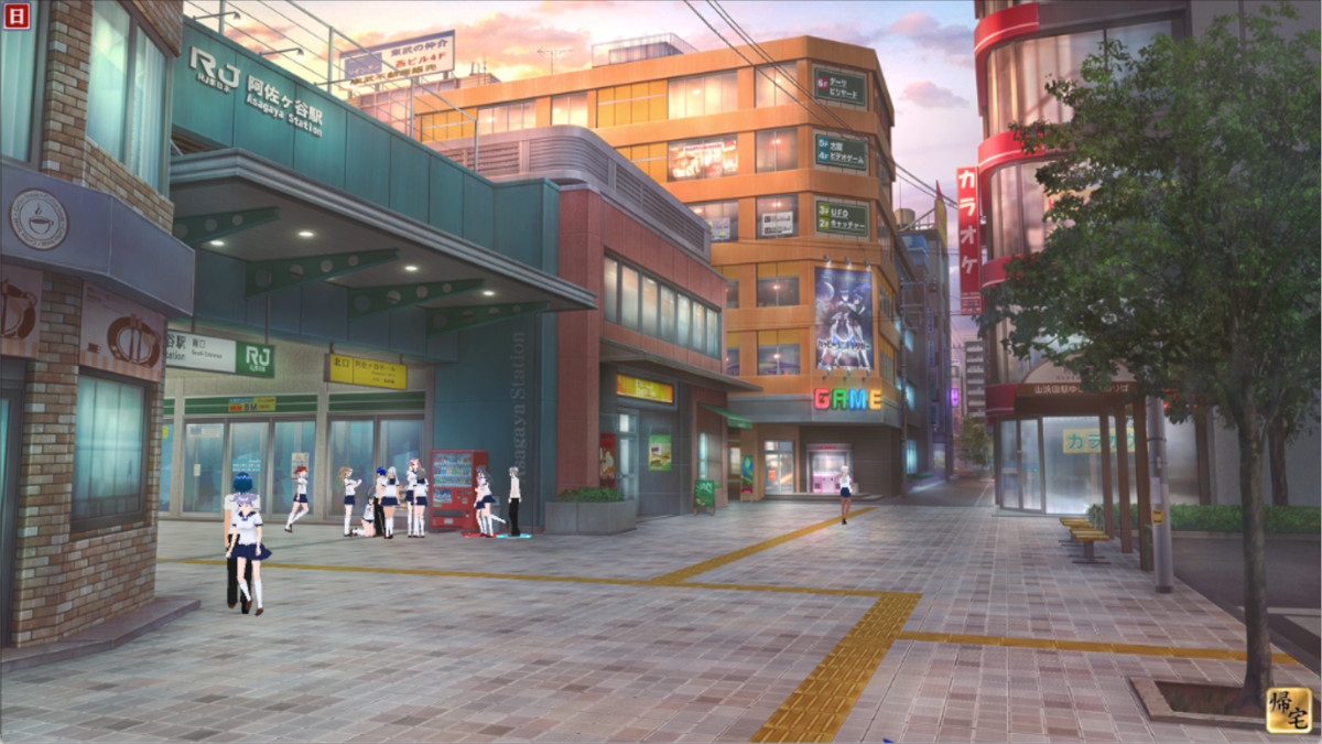 (策)(薄)が駅前で……